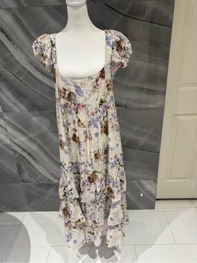 Anthropologie sleeveless ruffled Midi Floral dress